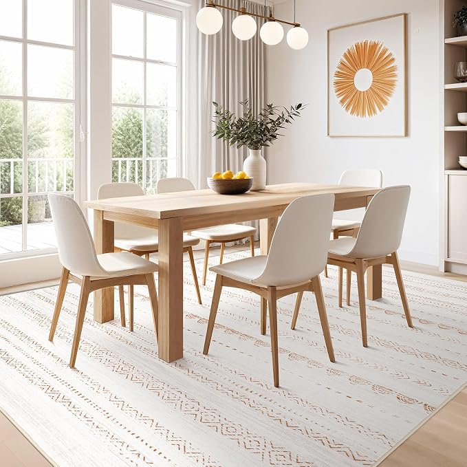 Nakagishi 8x10 Area Rugs Living Room: Washable Boho Large Neutral Soft - Image 7