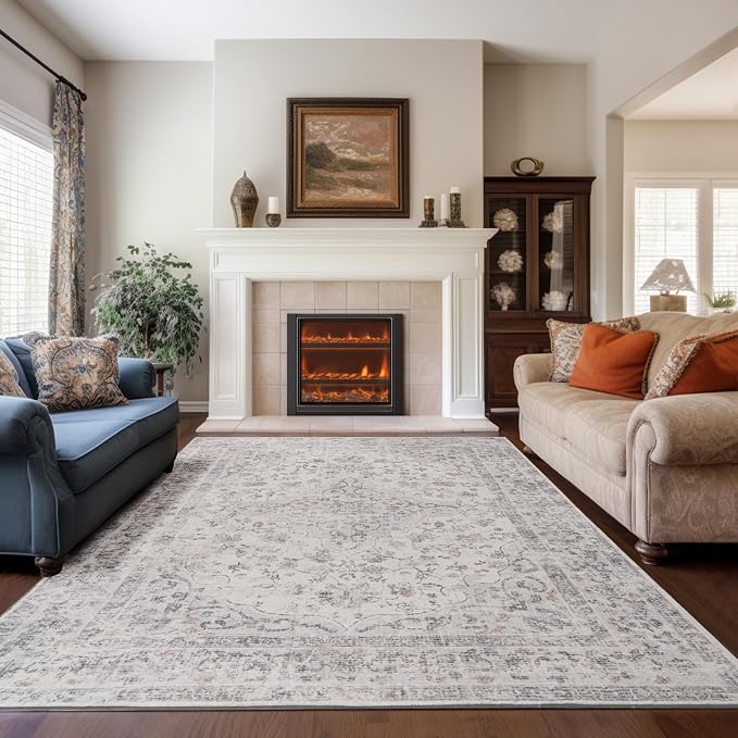 Area Rug - 9x12 Large Dining Room Rug Soft Living Room Mat, Vintage Washable by Unknown