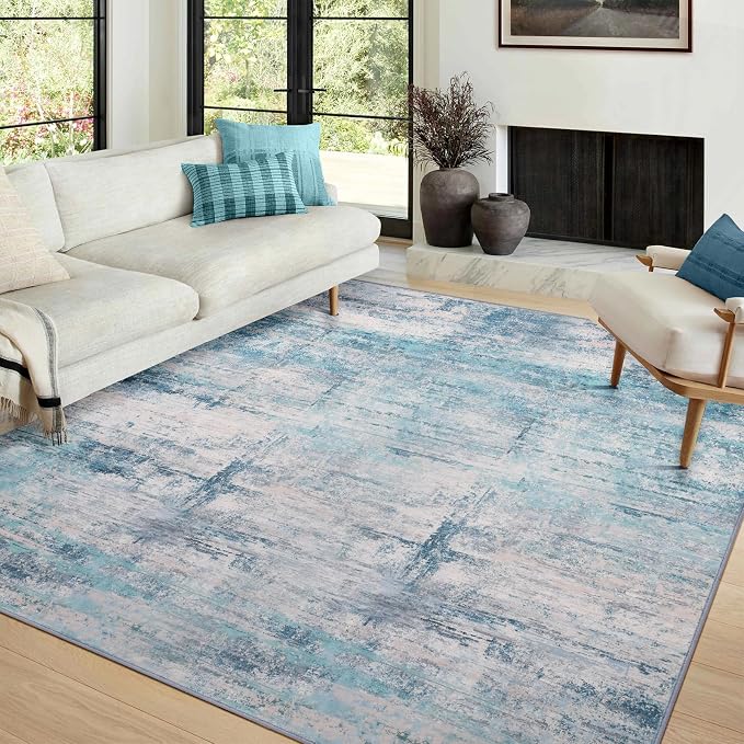 Abstract 10x12 Area Rug Washable Soft Ultra Large Non-Slip Carpet - Image 8