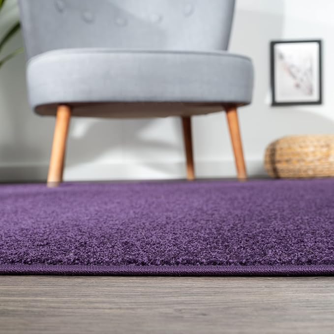JONATHAN Y Haze Solid Low-Pile Purple Runner Rug 2x8, Minimalist, Easy-Cleaning - Image 6
