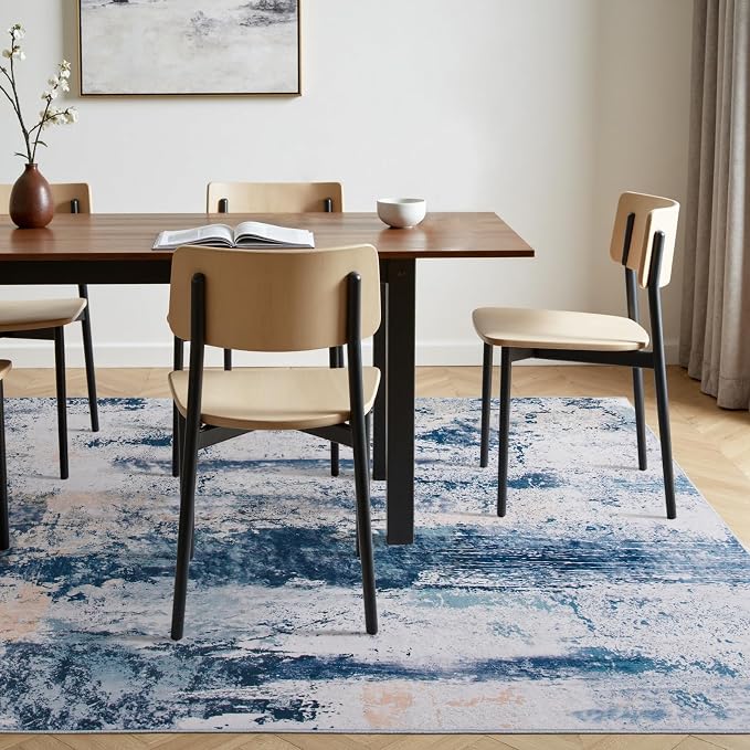 Toneed Abstract Area Rug Modern Washable Rug Soft Non Slip Rug Low Pile - Image 3