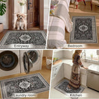 2' x 3' Black Washable Area Rugs, Non-Slip Entryway Rug, Boho Low Pile Door Mat - Image 4