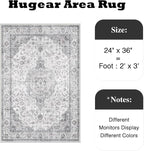 HUGEAR 2x3 Entryway Area Rug Vintage Grey Small Rug Machine Washable Door Mat - Image 2