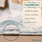 Istana Hallway Runner Rug 2.5x8 – Pink Beige Whisper/Grey/Blue Entryway Rug - Image 6