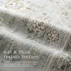 Phantoscope Washable Area Rug 9'x12' Non-Slip, Vintage Neutral Rugs - Image 3