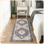Istana Hallway Runner Rug 2.5x8 – Dark Grey Blue/Rose Mauve Entryway Rug by Istana