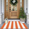 KOZYFLY Striped Rug 27.5x43 Inches Orange and White Halloween Fall Front Door by KOZYFLY