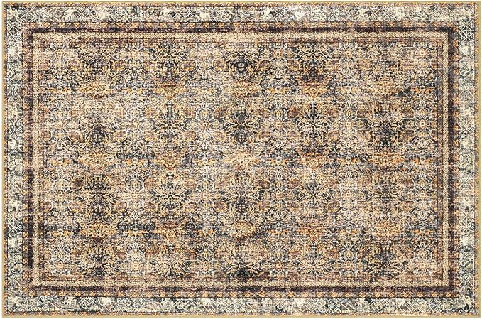 Phantoscope Washable Area Rug 4'x6' Non-Slip, Vintage Neutral Rugs - Image 3