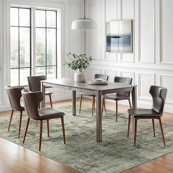 Abstract Rug 8x10 Large Living Room Neutral Modern Washable Area Rugs - Image 3