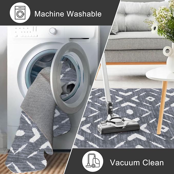 KILOCOCO Living Room Rug 5x7 Area Rug Printed Boho Washable Bedroom Rugs Non - Image 6