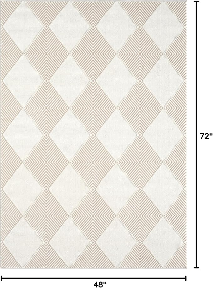 Abani Cream Area Rug for Living Room, Bedroom - Image 2
