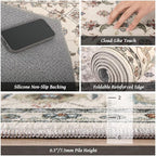 Washable 8x10 Area Rugs for Living Room, Boho Non-Slip Vintage Distress Large - Image 5