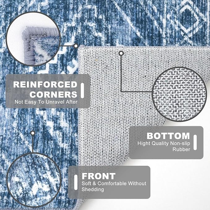 KILOCOCO Area Rug 4'x6' Entryway Rug Washable Bedroom Rugs Non Slip Printed - Image 5