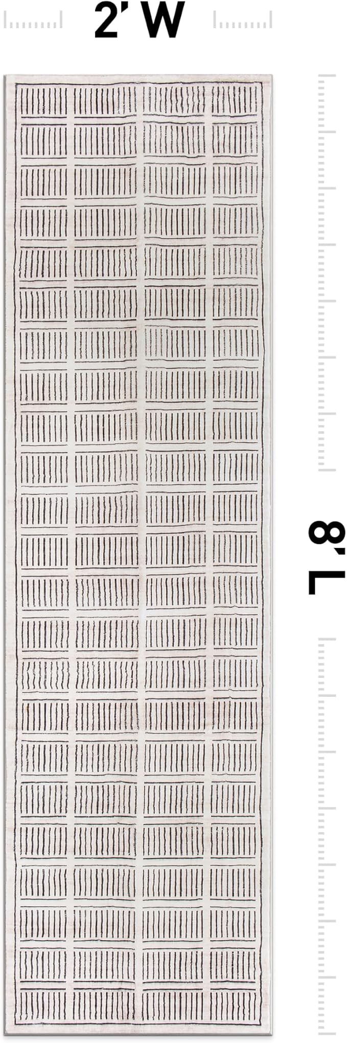 Rugshop Bohemian Stripe Lines Washable Non Slip Runner Rug 2' x 8' Ivory - Image 2