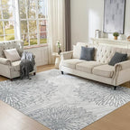 WITSHOCK 7x10 Washable Rug for Living Room, Modern Floral Distress Print by WITSHOCK