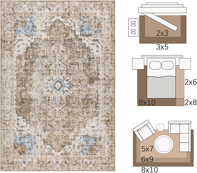 jinchan Kelda Runner Rug 2x5 Washable Rug Soft Hallway Runner Indoor Vintage - Image 2