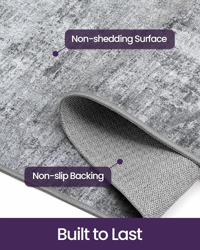 DEXI Hallway Runner Rug 3x8, Modern Abstract Non Slip Thin Soft Runners Carpet - Image 4