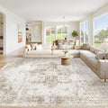 Area Rug 10x12 Washable Rug, Vintage Boho Medallion Rugs Non-Slip Soft Low Pile by VECARF