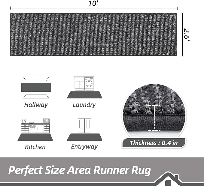 BEQHAUSE Hallway Runner Rugs 2.6x10, Hallway Rug Non-Slip Washable, Runner Rug - Image 2