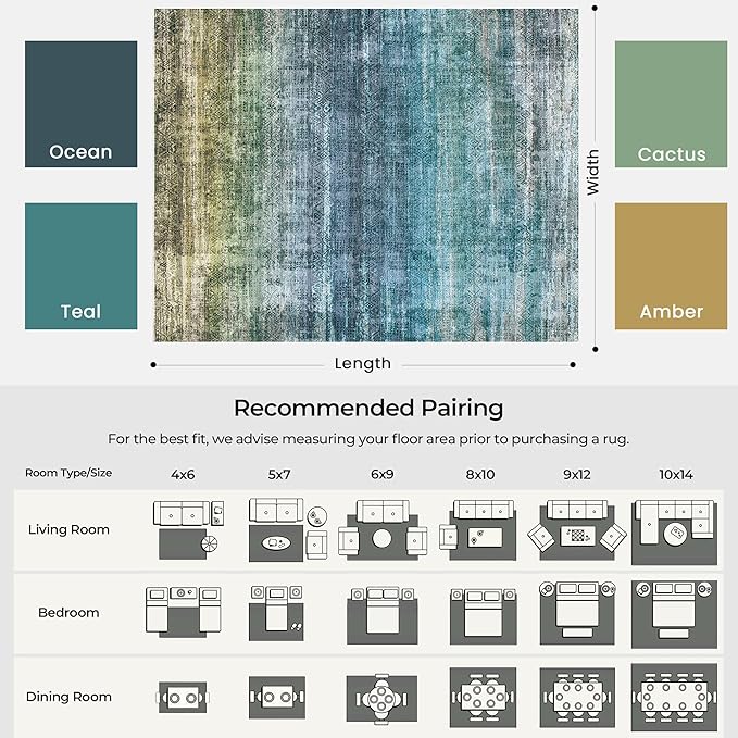 Kokia Abstract Washable Area Rug Living Room Washable 4x6 Non-Slip Stain - Image 3