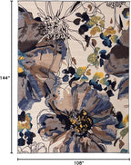 Rugshop Cream Bright Flowers Non Slip Non-Shedding Area Rug - Image 2