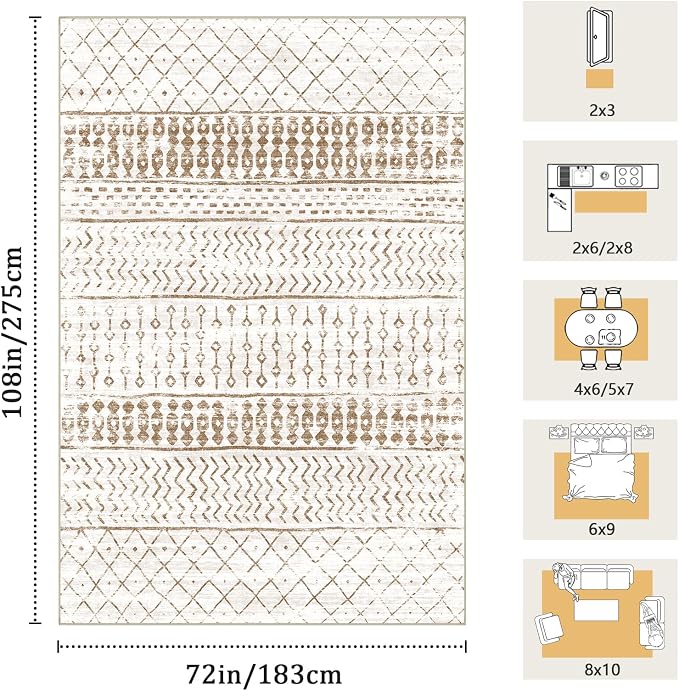 6x9 Machine Washable Area Rug for Living Room, Kids and Pets Friendly for - Image 2