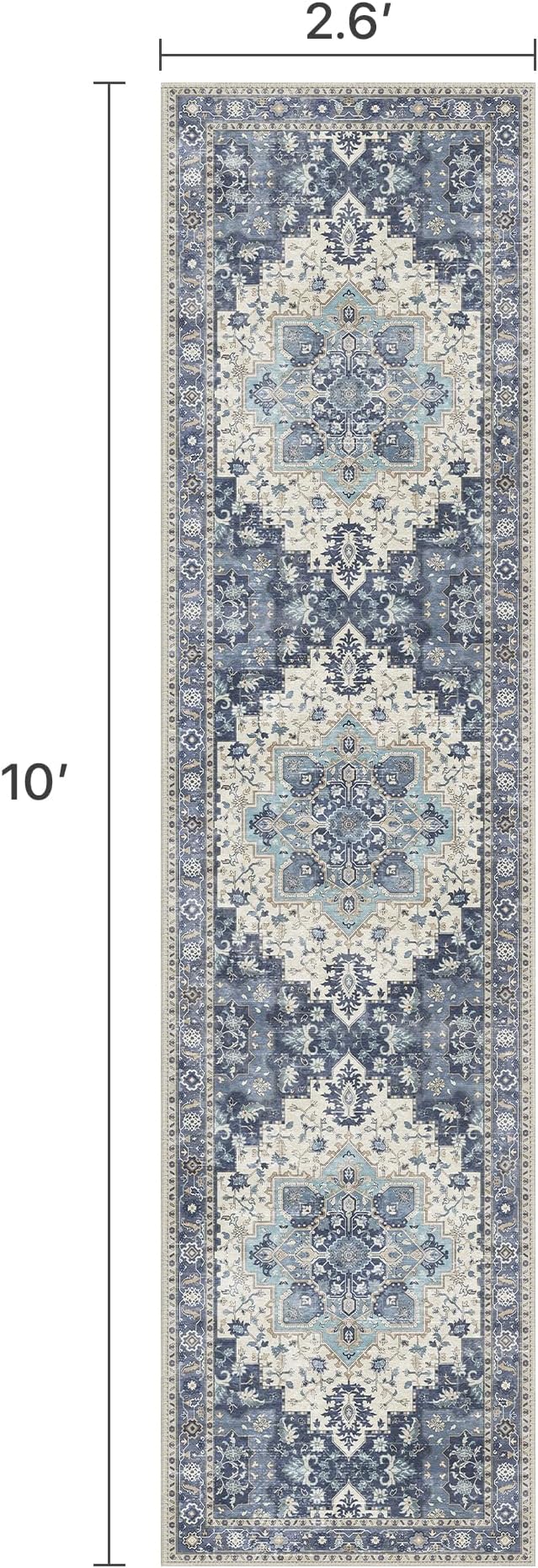 2'6''x10 Runner Rugs for Hallway, Machine Washable Non Slip Vintage Rugs - Image 2
