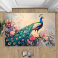 Peacock Peony Rug 3x4-3x4 Rug, Classic Peacock Peony Area Rugs by STRELEC