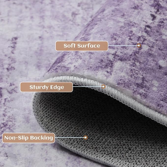 Abstract 5x7 Area Rug for Living Room Dining Room Office Bedroom Purple Grey - Image 7