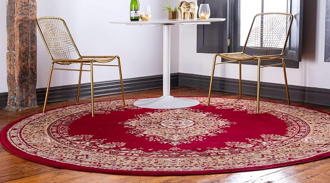 Unique Loom Reza Collection Traditional Persian Style Area Rug, Burgundy/Ivory - Image 3