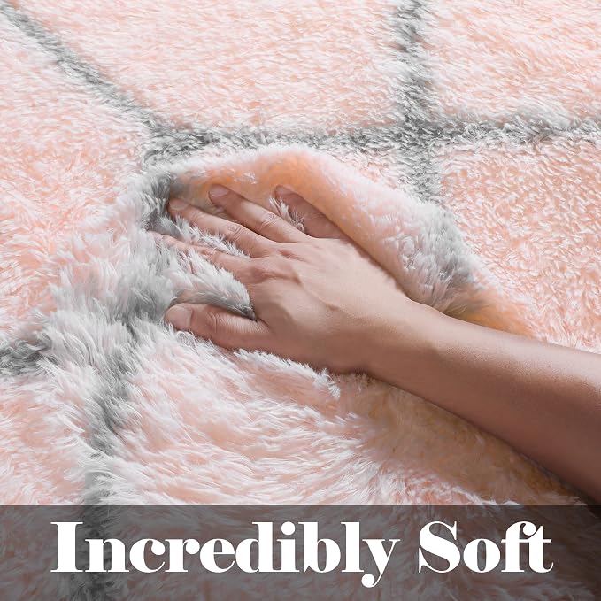 ONASAR Area Rugs for Bedroom Living Room, Washable 4x6 Fluffy Pink and Grey - Image 4