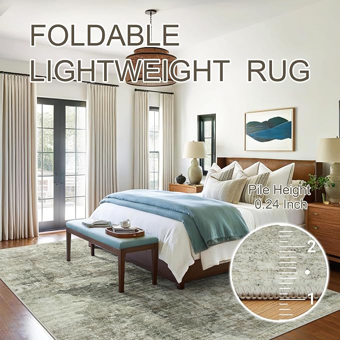 Abstract Rug 8x10 Large Living Room Neutral Modern Washable Area Rugs - Image 7