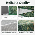 Dark Green 2'6''x8' Kitchen Runner Rug, Retro Distressed Moody Medallion Runners - Image 6