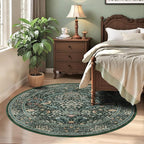 4ft Round Area Rugs for Living Room, Washable Floral Circle Rug Non Slip Low - Image 4