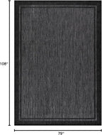CAMILSON Indoor Outdoor Rug, 6x9 Bordered Dark Grey Black Modern Area Rugs - Image 2