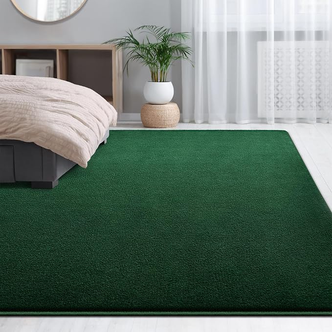 Large Area Rugs for Living Room Bedroom, 5x8 Feet Dark Green Rug, Minimalist - Image 6