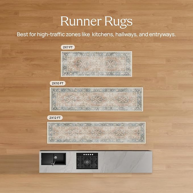 RUGGABLE Washable Runner Rug – Kamran Soft Pink 2.5x7, Stain-Resistant - Image 8