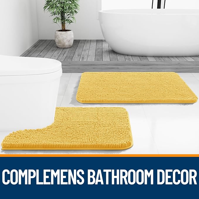 OLANLY Bathroom Rugs 47x17, Extra Soft Absorbent Chenille Bath Rugs, Rubber - Image 7