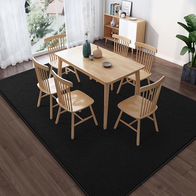 Large Modern Area Rugs for Living Room Bedroom, 5x8 Feet Black Ultra Soft Solid - Image 5