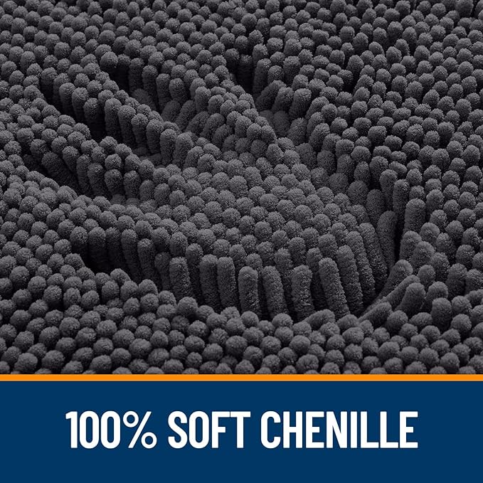 OLANLY Bathroom Rugs 50x30, Extra Soft Absorbent Chenille Bath Rugs, Rubber - Image 3