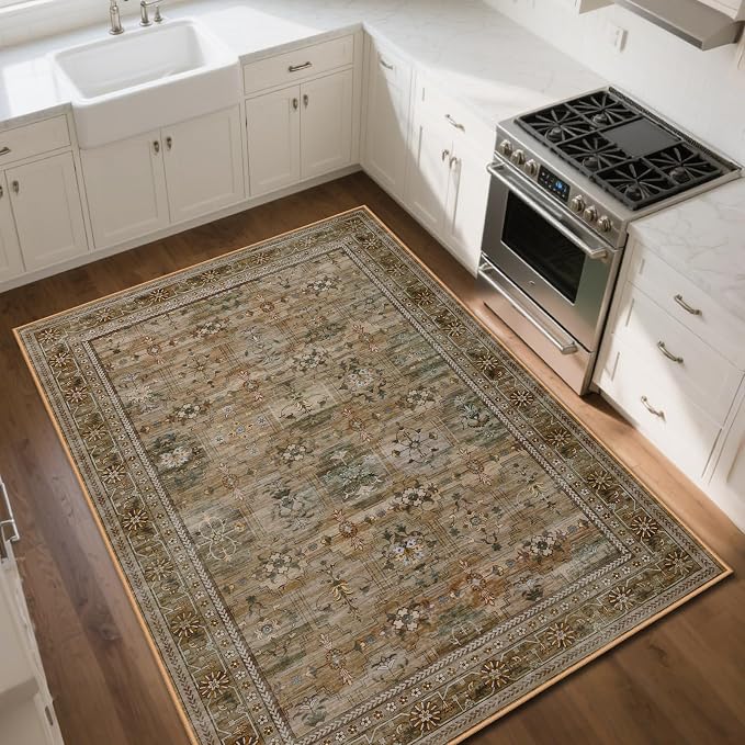 5x7 Washable Area Rug for Living Room Dining Room, Distressed Non Slip Vintage - Image 8
