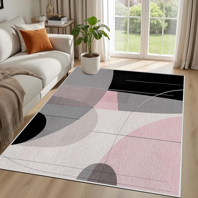 Abstract Art Line Living Room Area Rugs 2x3, Modern Boho Geometric Print Rug - Image 2