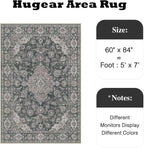 HUGEAR Retro Black Area Rug 5x7 Machine Washable Living Room Rugs Distressed - Image 2