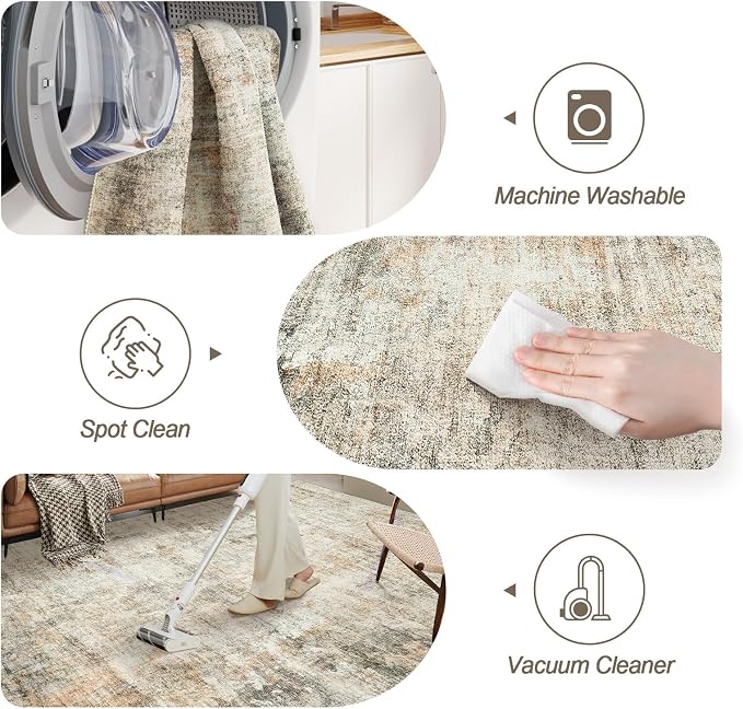 6x9 Abstract Area Rugs for Living Room 6 x 9 Washable Non Slip Low Pile Rugs - Image 5