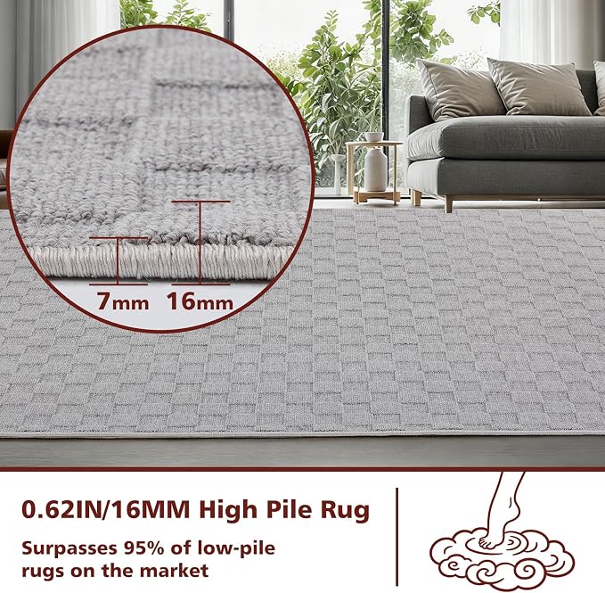ANSSO Wool Rugs 8x10 for Living Room, 80% Merino Wool and 20% Cotton Soft - Image 7