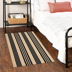Black and Khaki Striped Rugs 2.3'x3.6', Washable Hand Woven Front Door Rug - Image 8