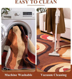 YIHOUSE Burnt Orange Rug 3x5 Washable, Farmhouse Brown Retro Carpets, Geometric - Image 4