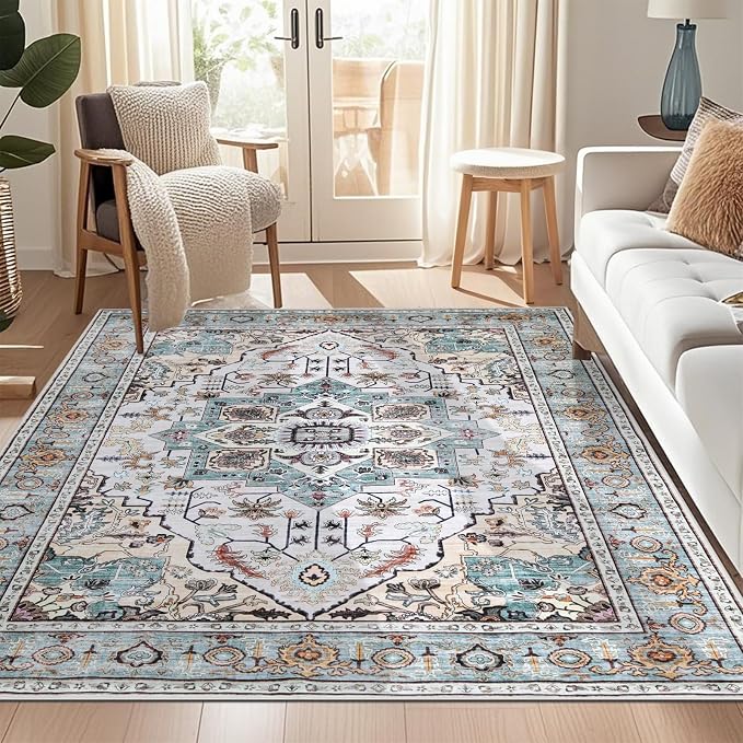 WILLSUN Washable Area Rugs, 6x9 Non-Slip Boho Large Area Rugs - Image 8