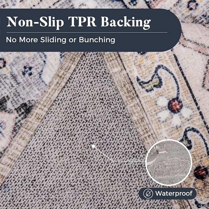 PURRUGS Vintage Farmhouse Boho Runner Rug 2x6 ft, Non-Slip Machine Washable Rug - Image 5