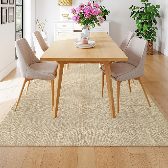 Collive Boho Rugs for Living Room 6x9 Tan, Washable Large Area Rug Braided - Image 7